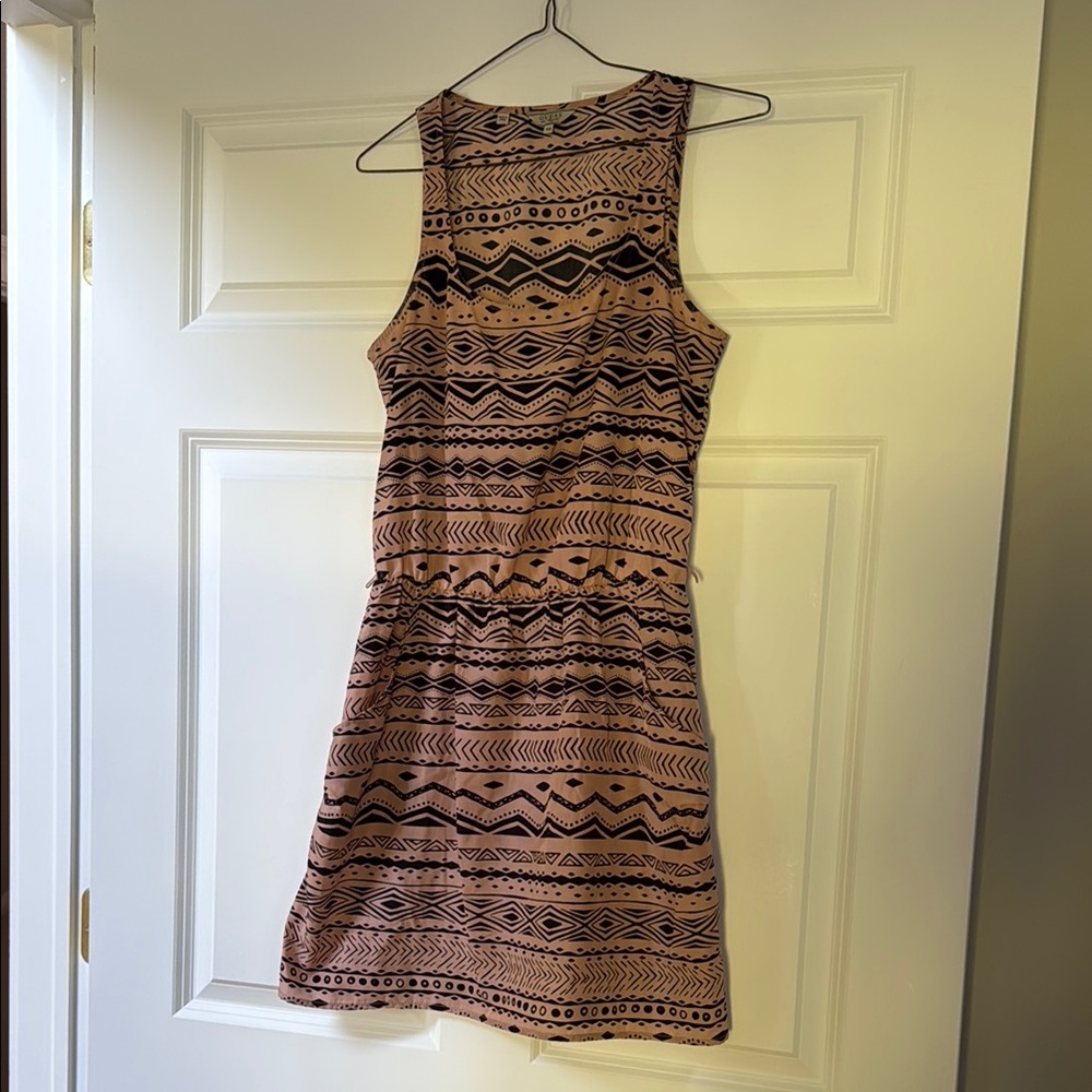 Guess Brown and Cream Sleeveless Halter Sheath Dress